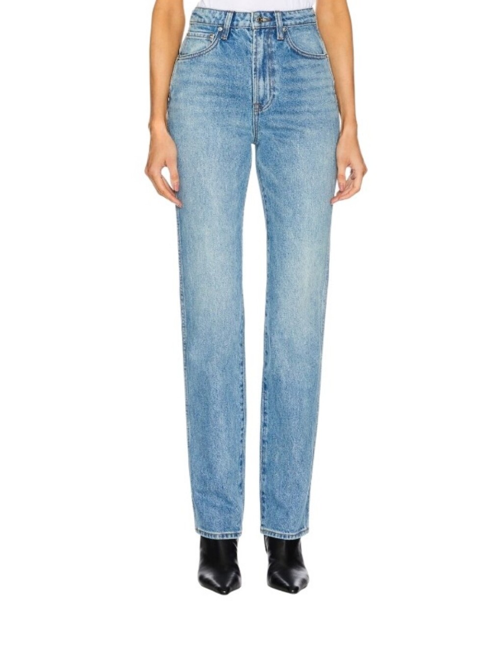 Free People Light Blue Straight Leg High-Rise Denim Jeans